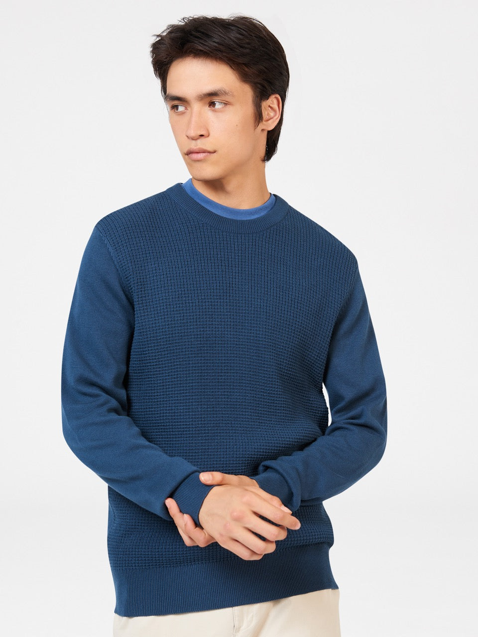 Prendas De Punto Ben Sherman Textured Crewneck Indigo | IBQZEPJ-07