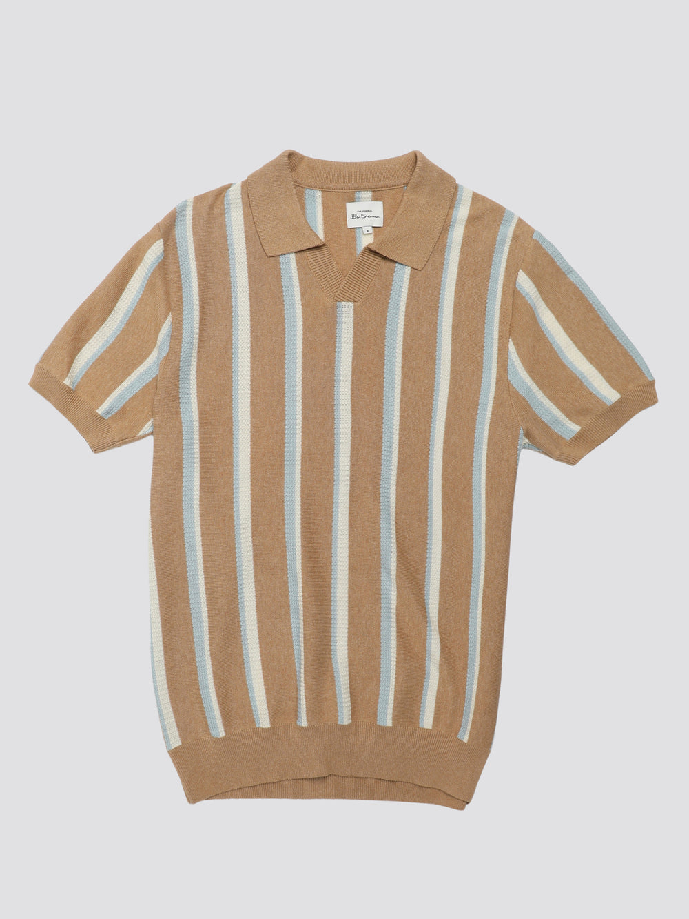 Prendas De Punto Ben Sherman Vertical Stripe Open Neck Polo Gris | ZLOCVDA-35