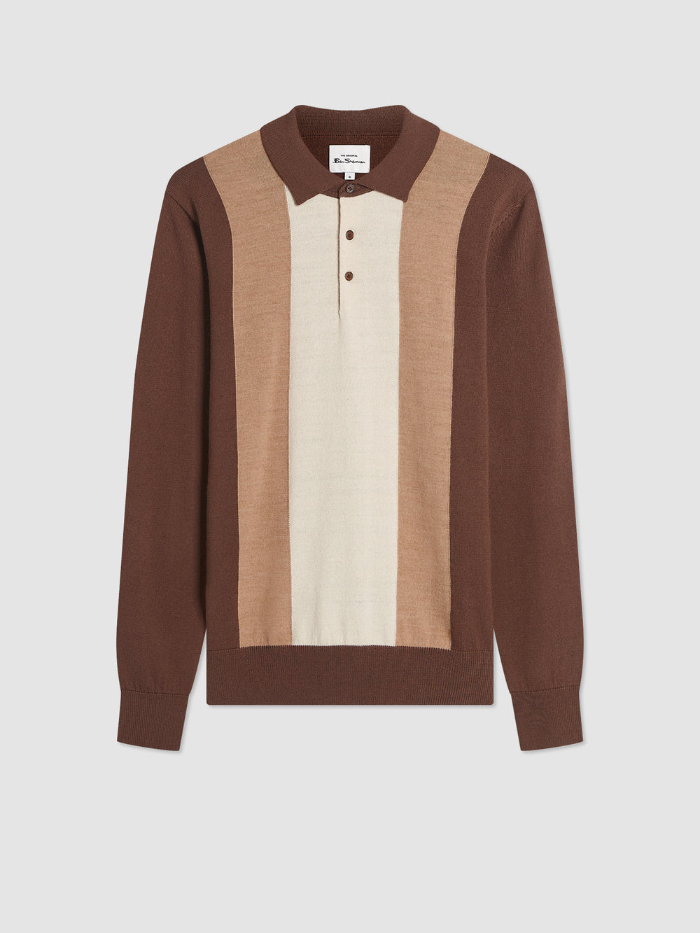 Suéteres De Cuello Polo Ben Sherman Block Stripe Merino Chocolate | KIXORBZ-41