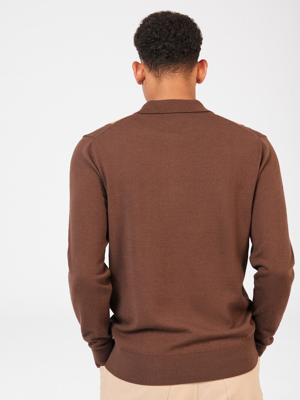 Suéteres De Cuello Polo Ben Sherman Block Stripe Merino Chocolate | KIXORBZ-41