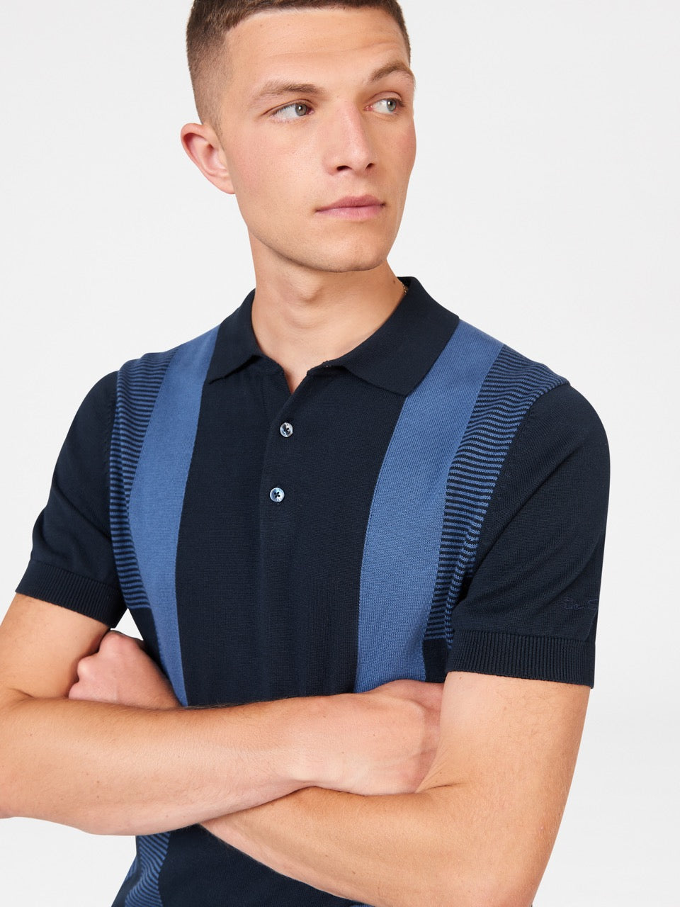 Suéteres De Cuello Polo Ben Sherman Intarsia Stripe Azul Marino | ZDWPKLS-37