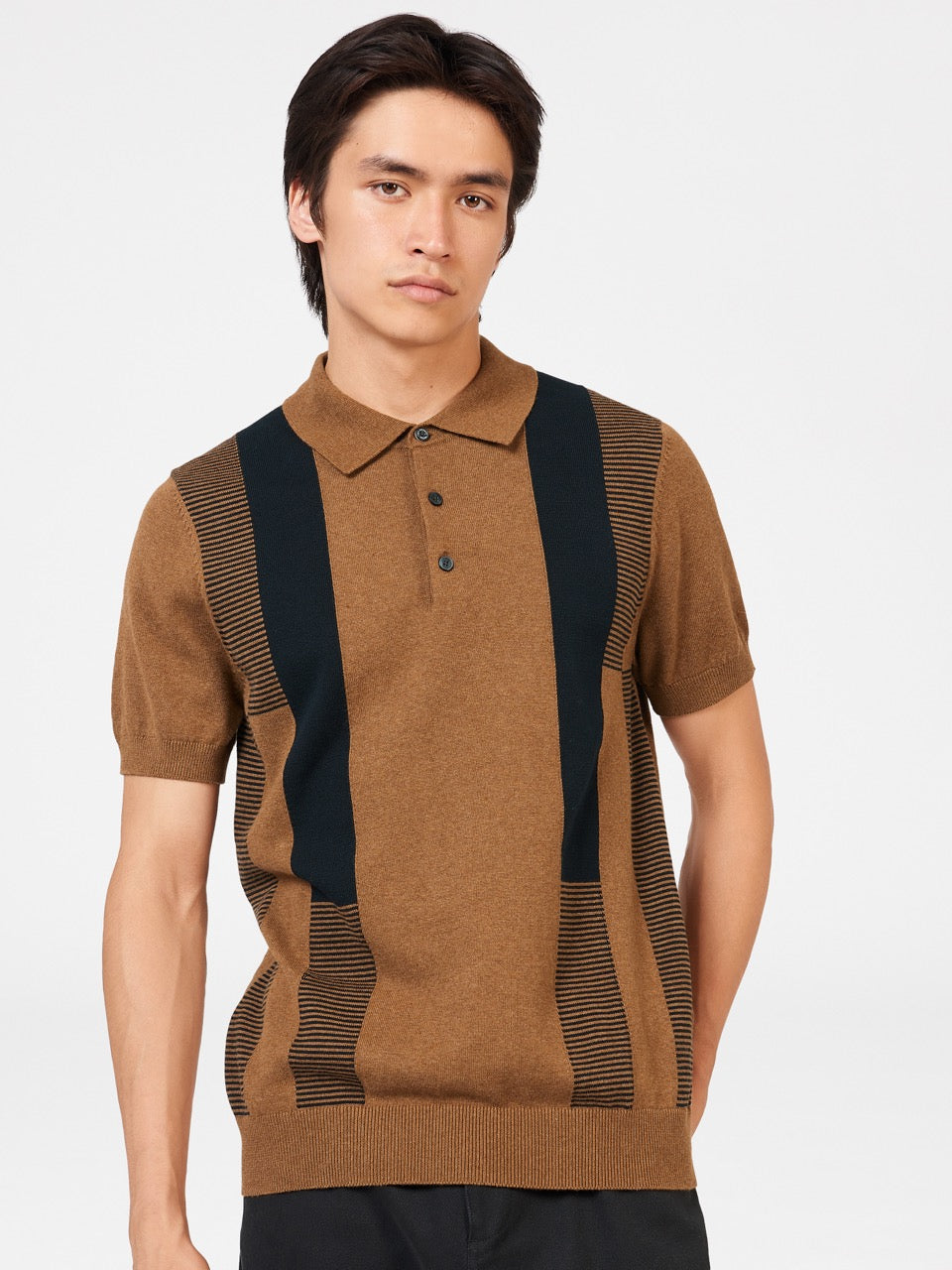 Suéteres De Cuello Polo Ben Sherman Intarsia Stripe Marrones | AHQECVS-96