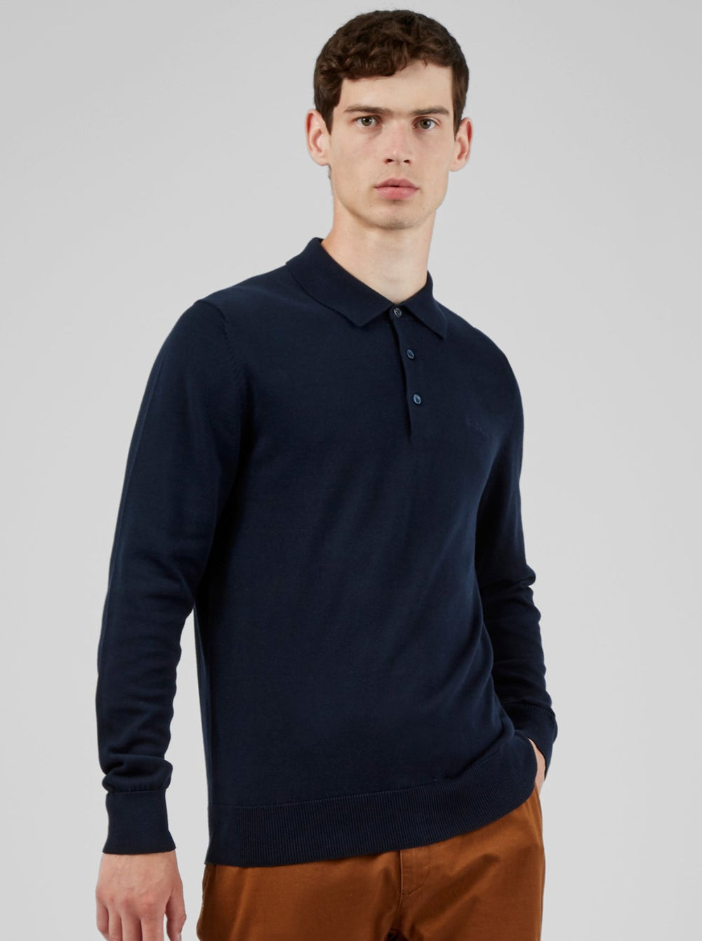 Suéteres De Cuello Polo Ben Sherman Signature Long-Sleeve Azul Marino | VCNUXWA-23