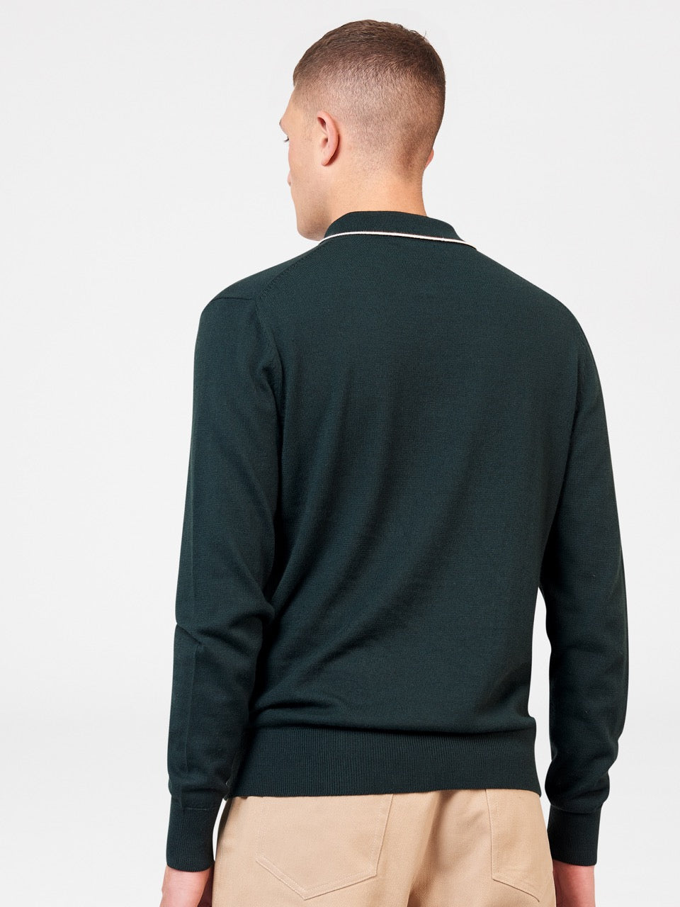 Suéteres De Cuello Polo Ben Sherman Tipped Merino Verde Oscuro | FLWIBXE-79