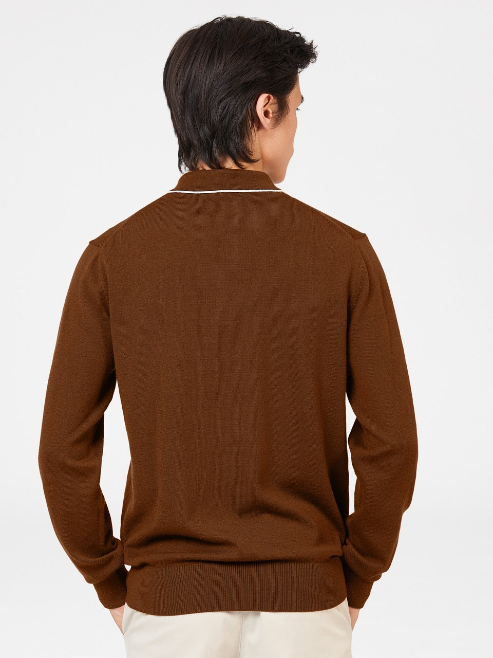 Suéteres De Cuello Polo Ben Sherman Tipped Merino Marrones | KDSTVAW-68