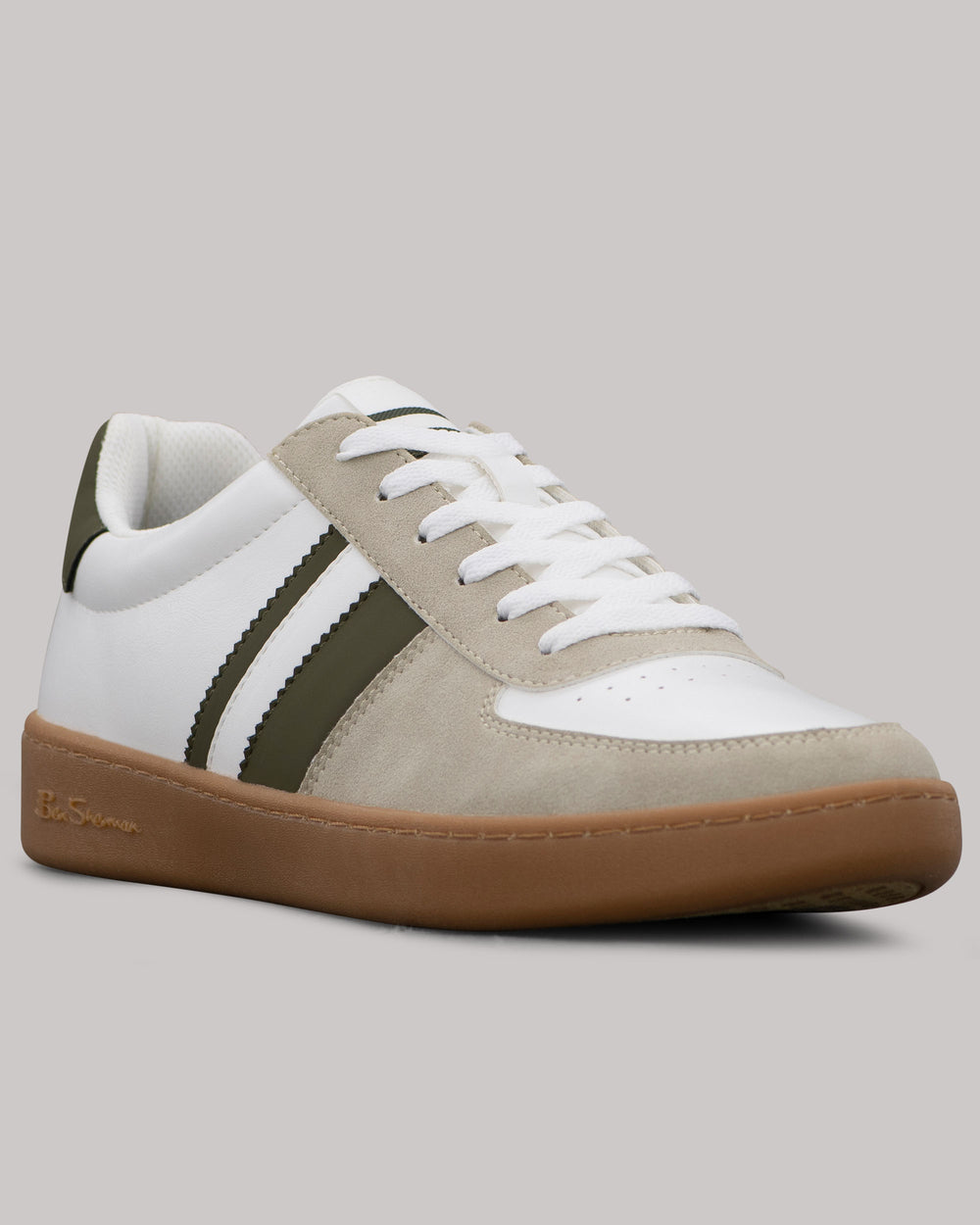 Zapatillas Ben Sherman Hyde Olive Stripe Blancas | KACWBMN-42