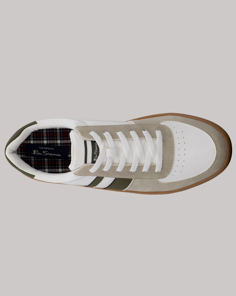 Zapatillas Ben Sherman Hyde Olive Stripe Blancas | KACWBMN-42